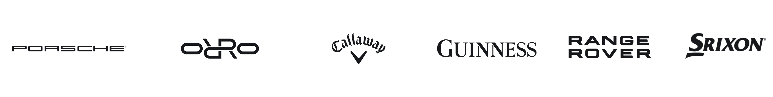 Porsche, Orro, Callaway, Guinness, Range Rover, Srixon